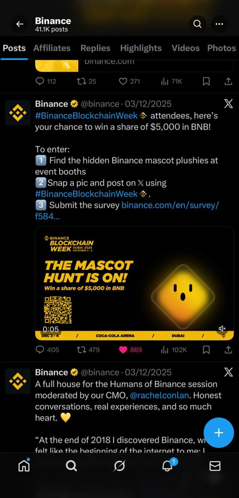 Binance mascot hunt announcement